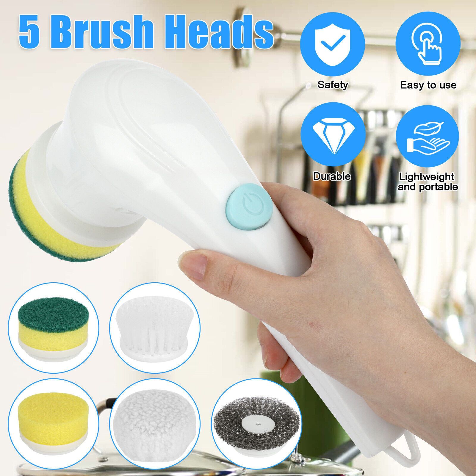 Electric Kitchen Scrub Brush (5 In 1 Electric Brush)