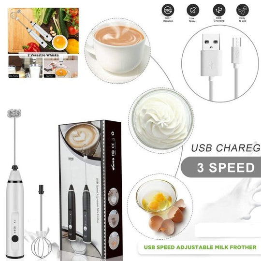 2 in 1 Rechargeable Electric Coffee Beater, Milk Frother, Whisk Egg Beater ☕